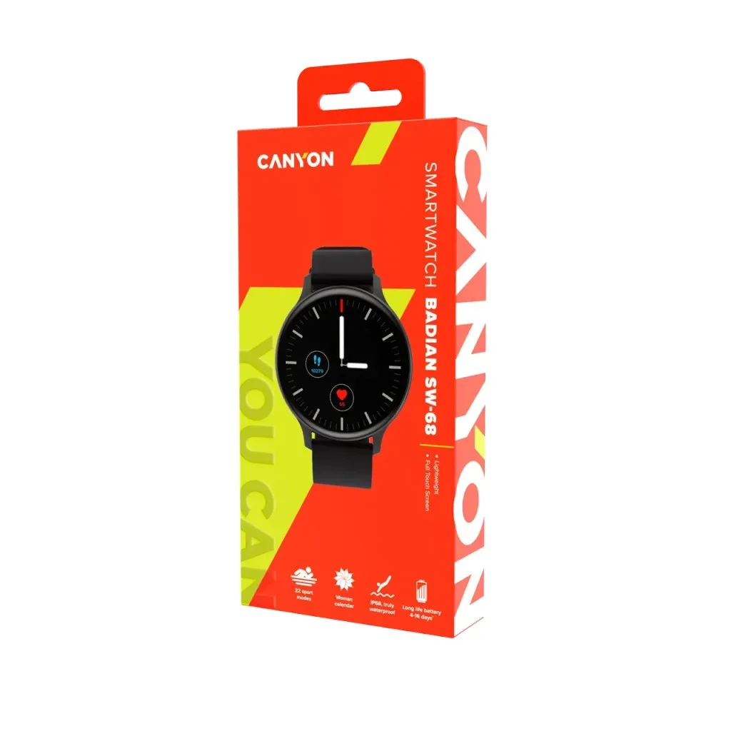 Умные часы Canyon Badian SW-68 черный (CNS-SW68BB)