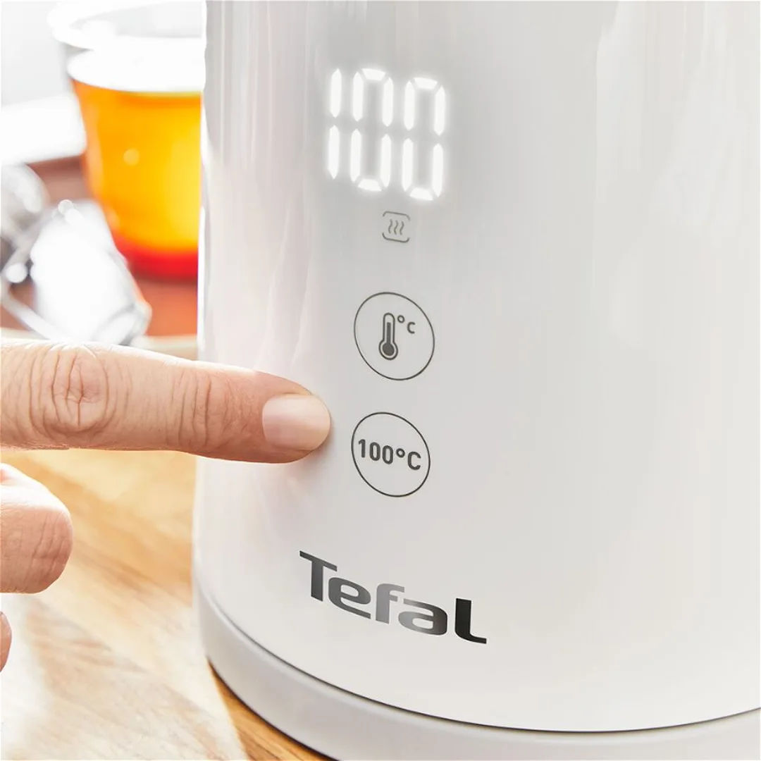 Электрический чайник Tefal с цифровым дисплеем, 1,5 л, белый (KO693110)