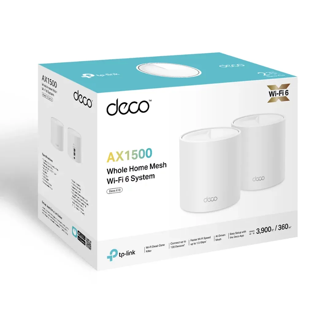 TP-Link - Deco X10 (2-pack) ( AX1500 Whole Home Mesh Wi-Fi 6 System)