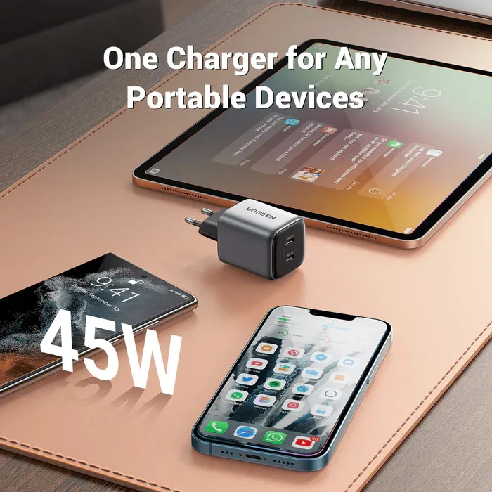 Головка адаптера UGREEN Nexode 45W Dual USB-C PD GaN Fast Charger