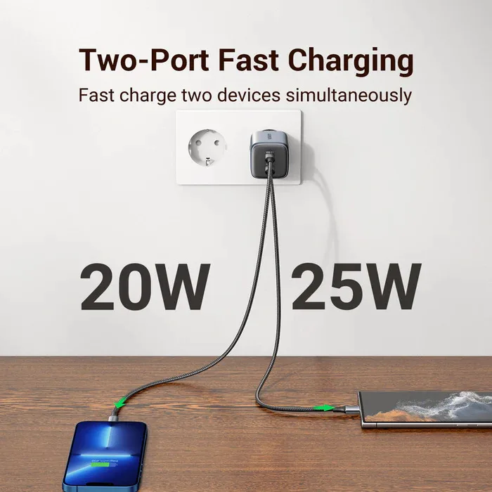 Головка адаптера UGREEN Nexode 45W Dual USB-C PD GaN Fast Charger