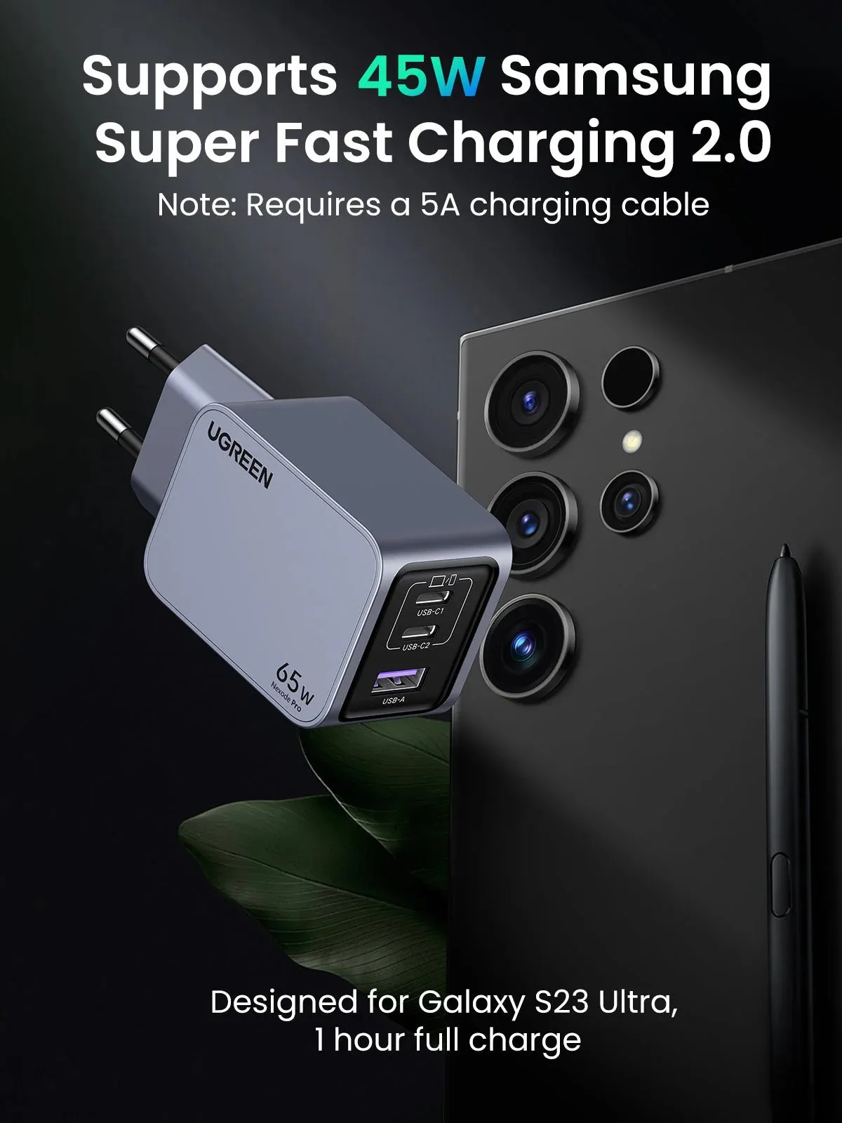 Adapter başlığı UGREEN Nexode Pro 65W 3-Port GaN Fast Charger Set EU