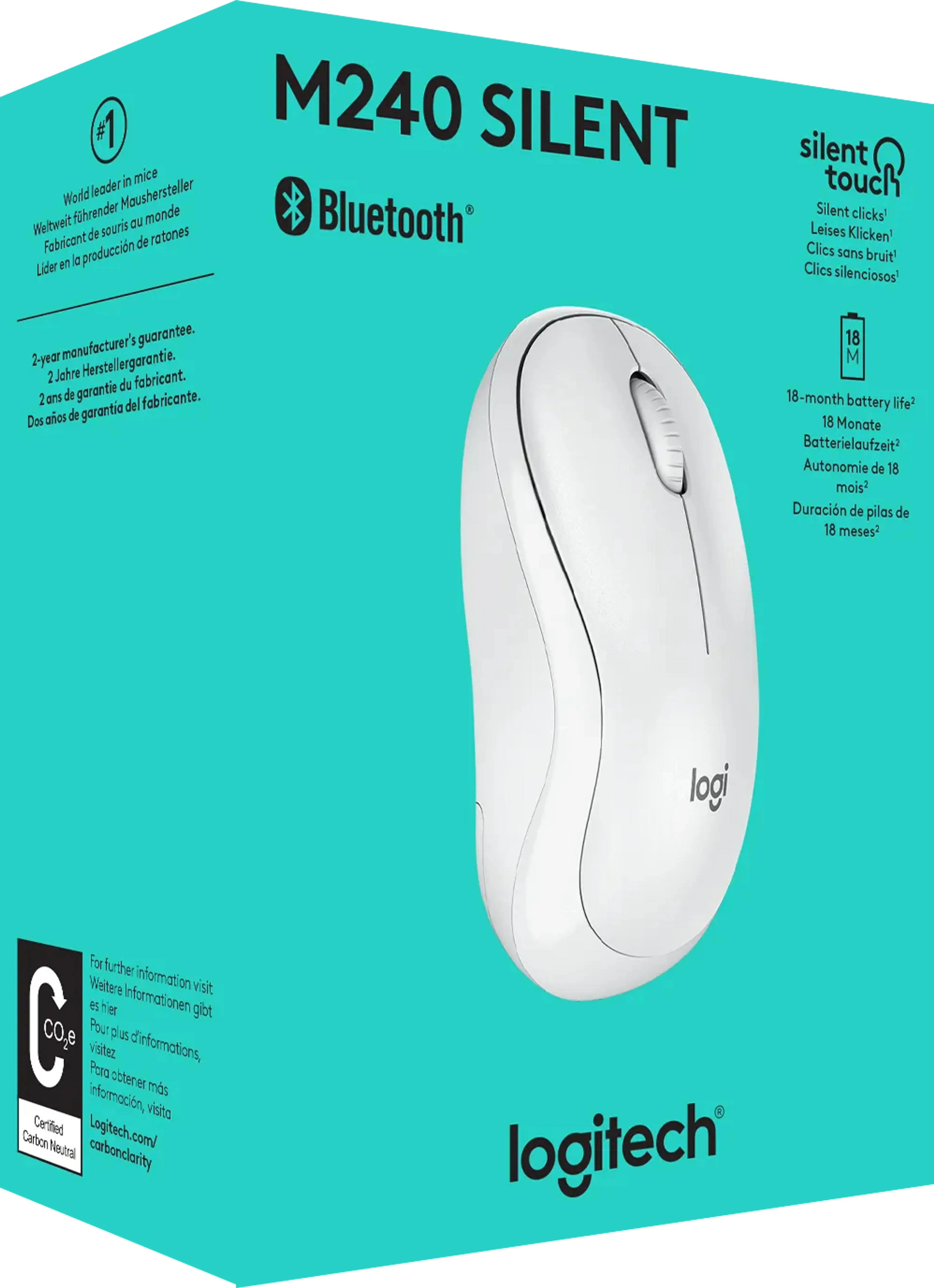 Мышки Logitech M240 Silent Bluetooth Mouse White