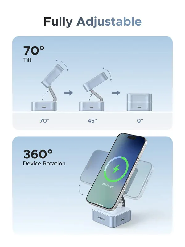 Зарядное устройство UGREEN 2-in-1 Magnetic Wireless Charger
