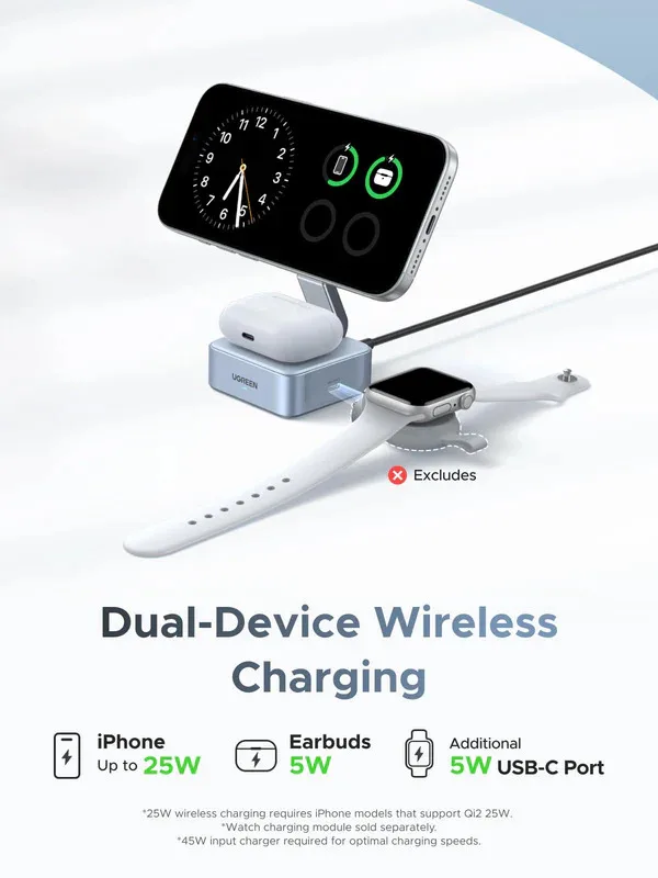 Зарядное устройство UGREEN 2-in-1 Magnetic Wireless Charger