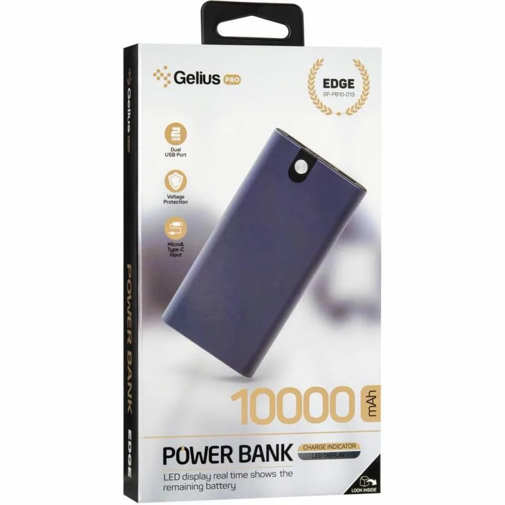 Повербанки Gelius Edge GP-PB10-013 10000 mAh Silver