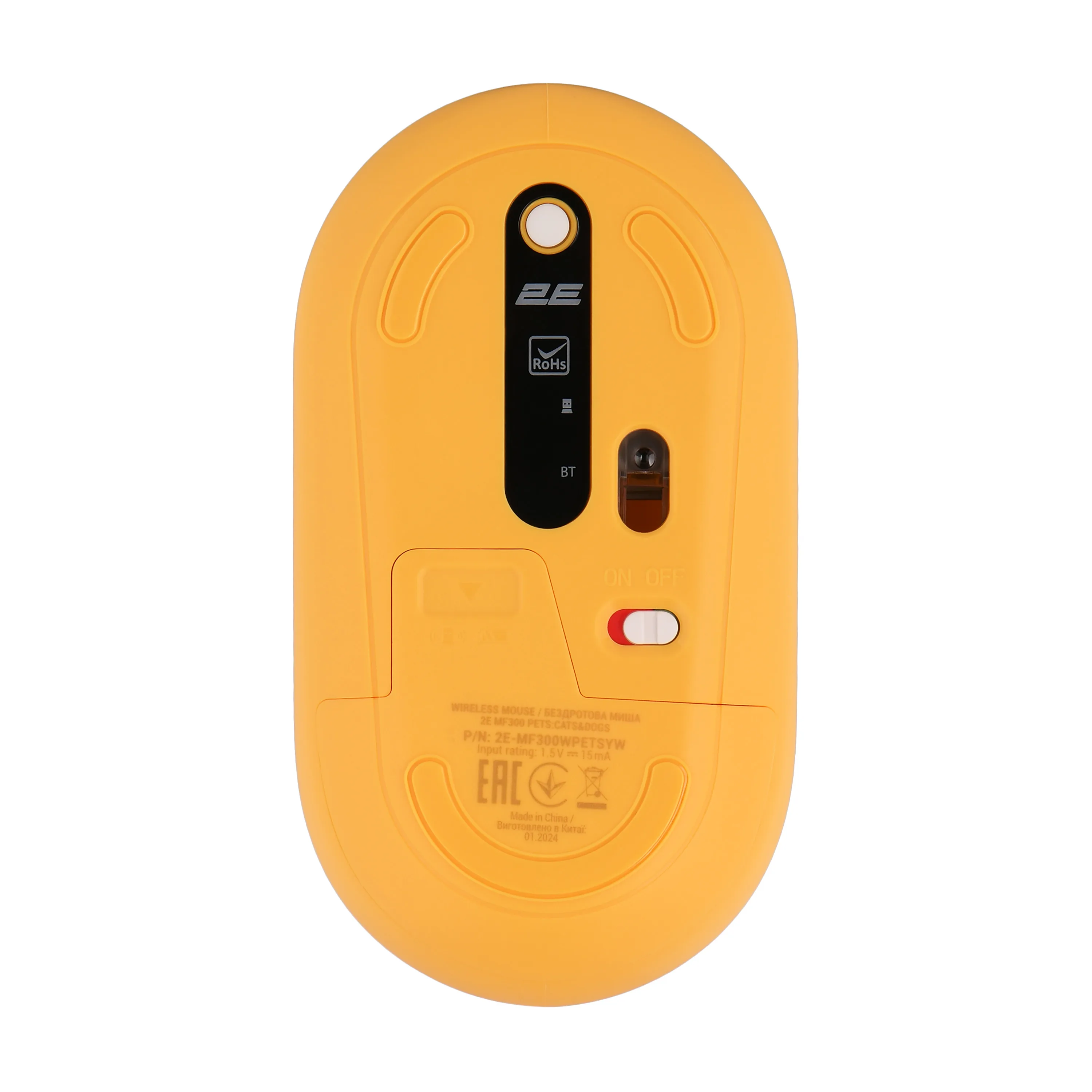 Мышки 2E MF300 Pets Cats&Dogs Silent WL BT Желтый