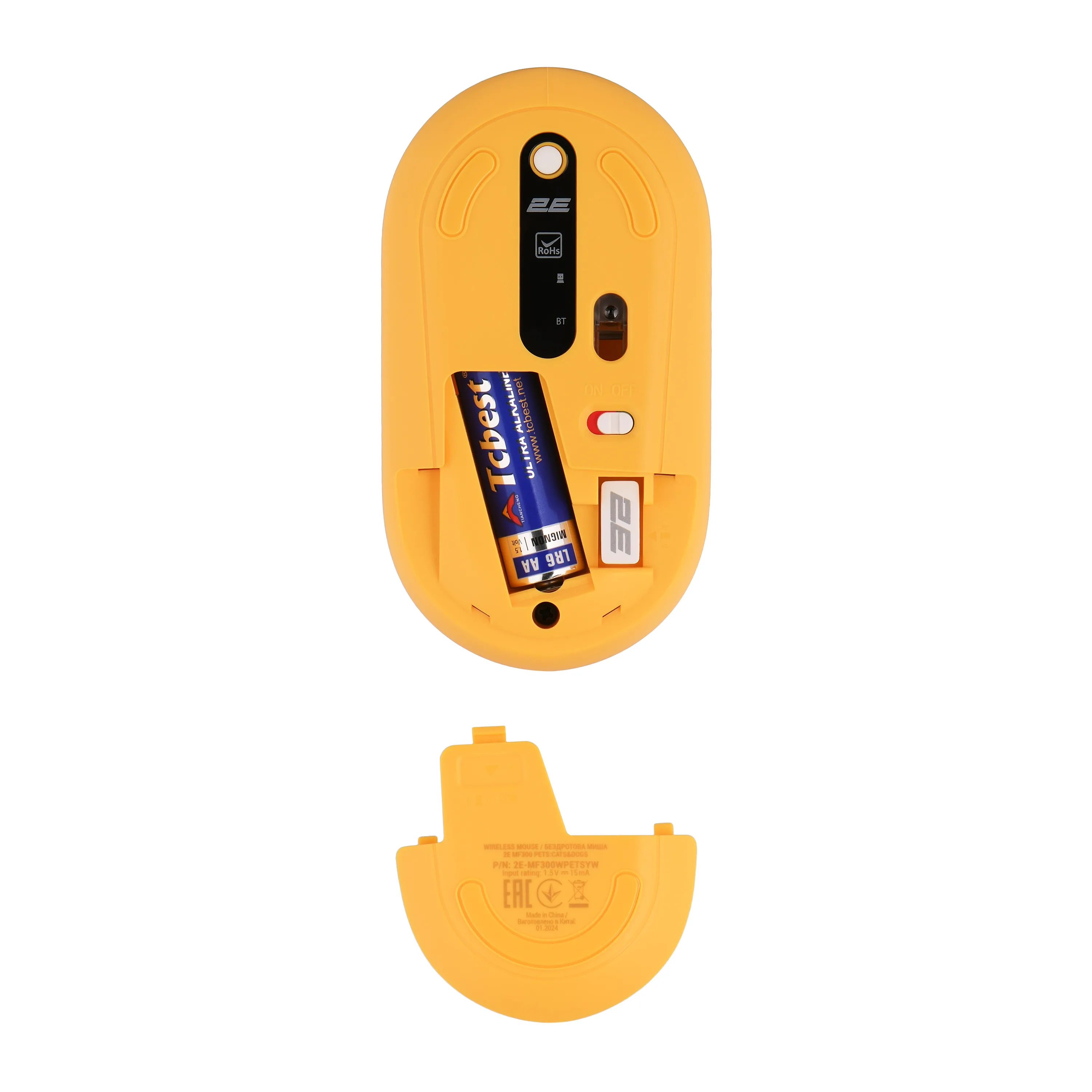 Мышки 2E MF300 Pets Cats&Dogs Silent WL BT Желтый