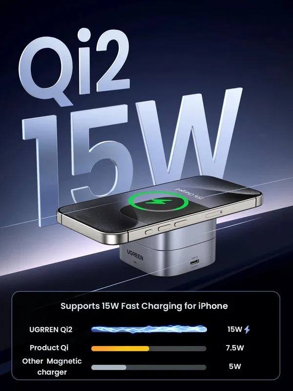Charger UGREEN 2-in-1 Magnetic Wireless Charger