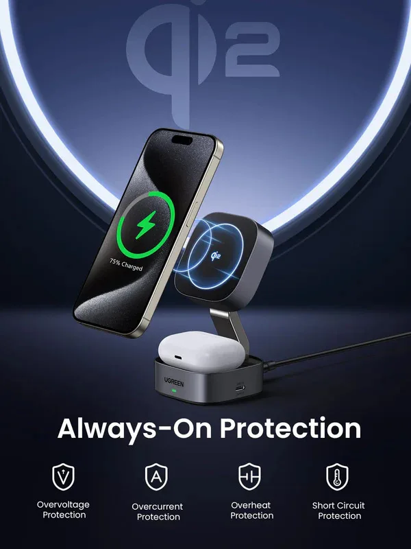 Charger UGREEN 2-in-1 Magnetic Wireless Charger
