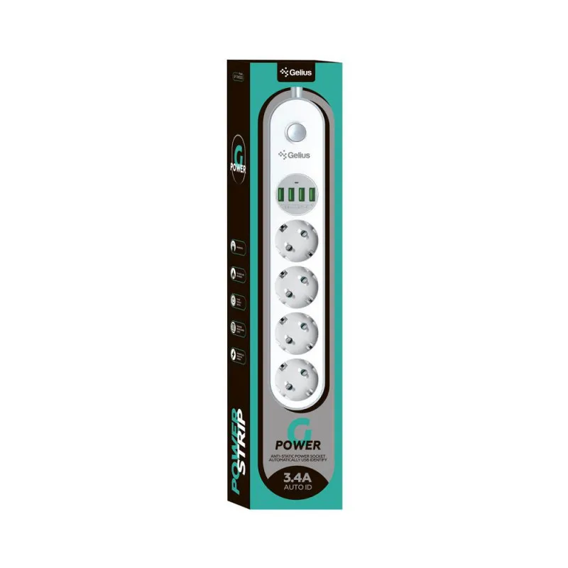 Удлинительный кабель Gelius Pro PowerStrip G-Power (4 220V Ports/ 4 USB ports3.4A) 2m GP-PS-001
