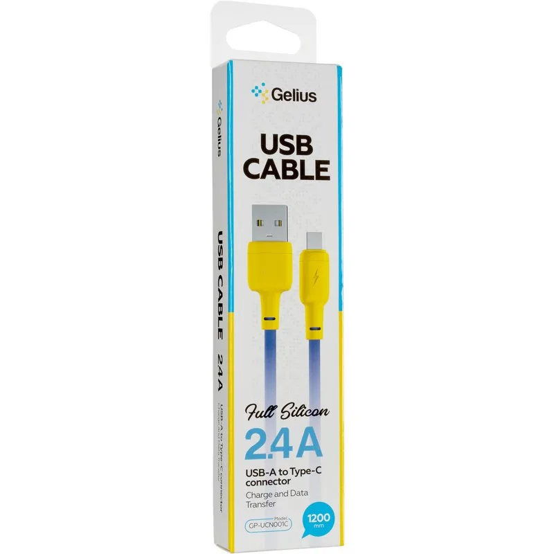Kabel USB Gelius Full Silicon GP-UCN001C Type-C Yellow/Blue