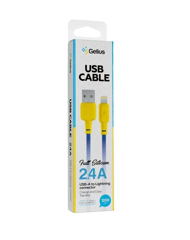 Kabel USB Gelius Full Silicon GP-UCN001L Lightning Yellow/Blue