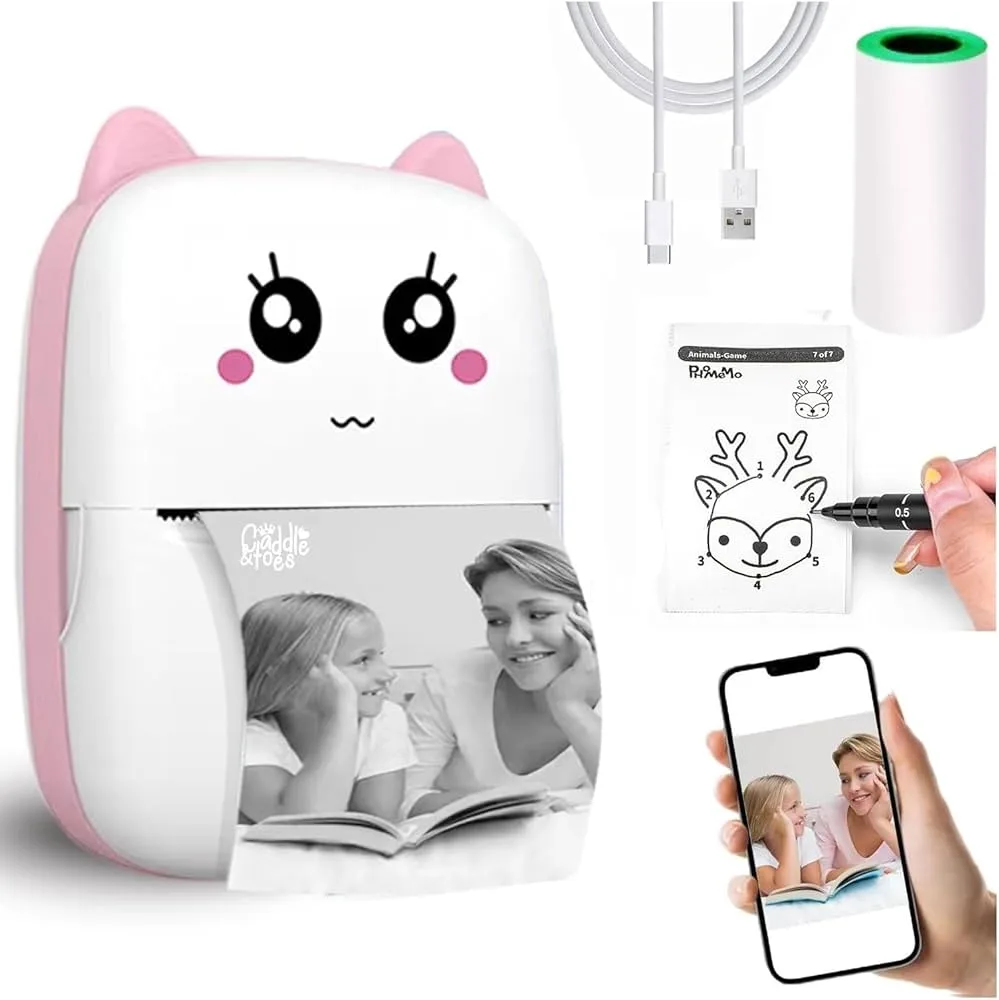 Printer Portable Mini Printer (BT instant printing) (Pink)