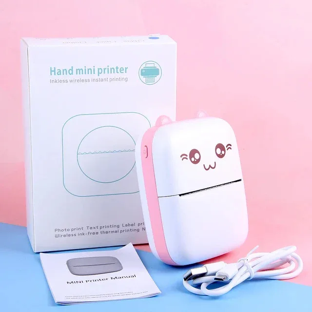 Printer Portable Mini Printer (BT instant printing) (Pink)
