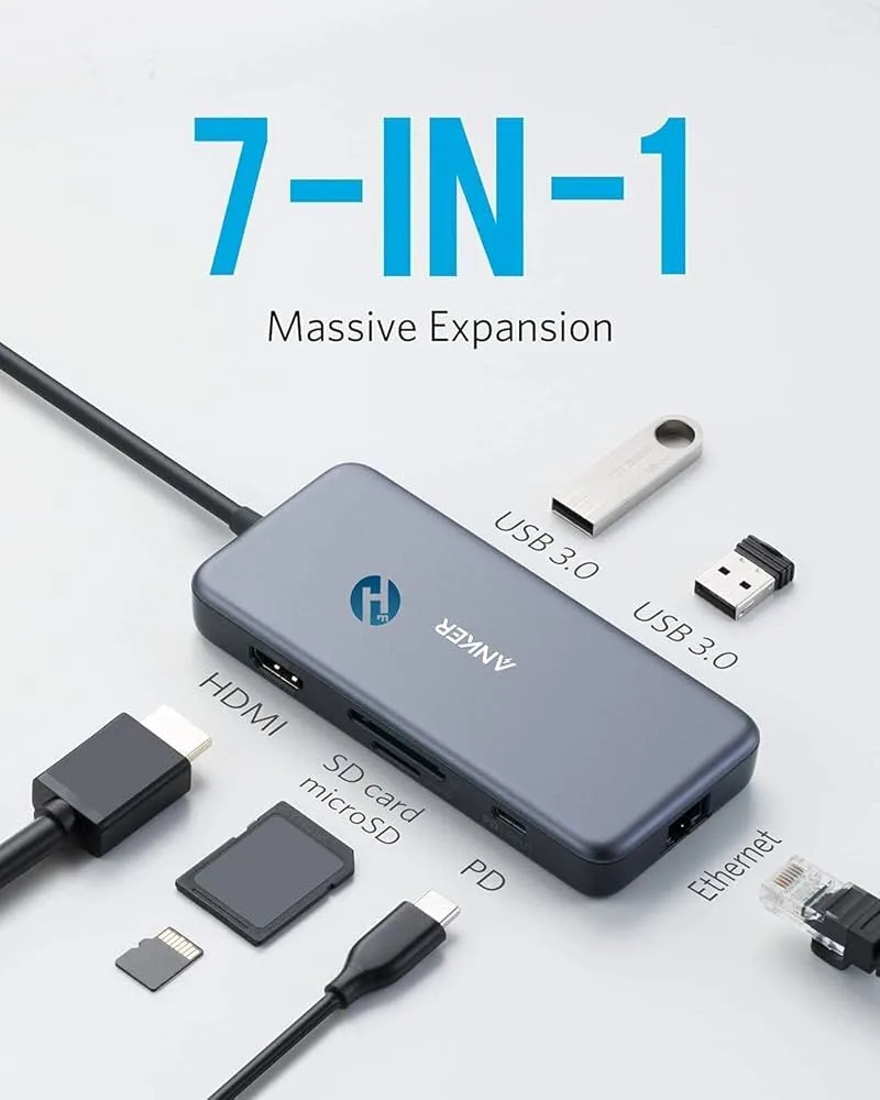 Хабы Anker Premium Hub USB-C 7 in 1 Gray (A8352HA1)