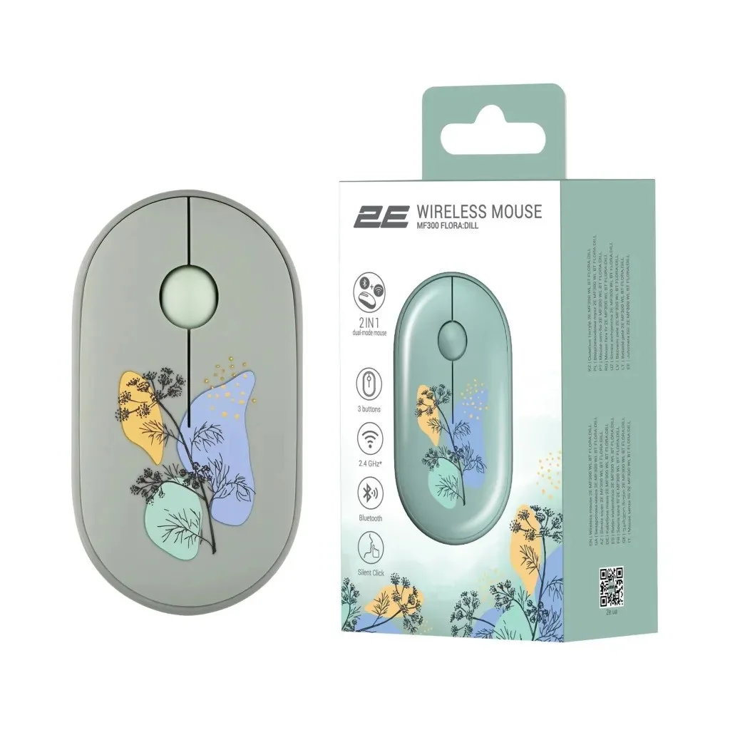 Mouse 2E MF300 FLORA Dill Silent WL BT Зеленый