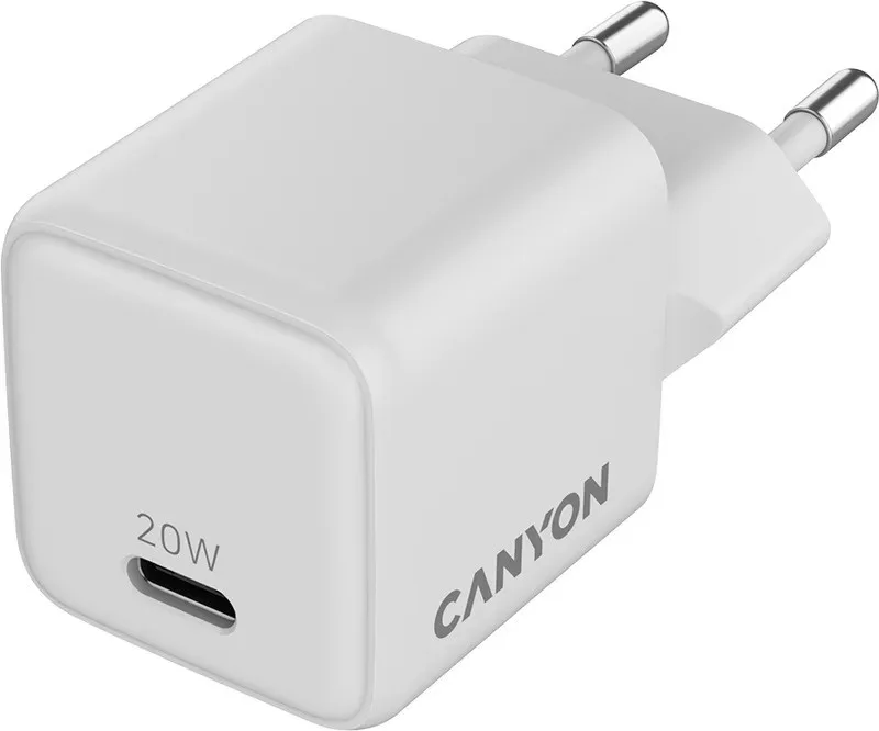 Адаптерная головка Canyon CU20AC GaN 20W 1xPD EU Белый