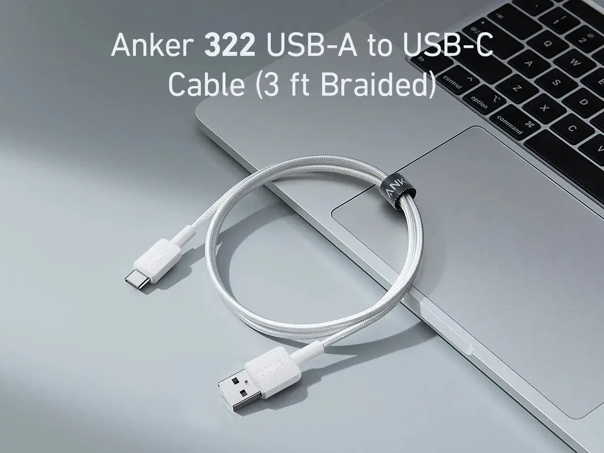 Kabel Anker 322 USB-A to USB-C 3ft braided White (A81H5H21)