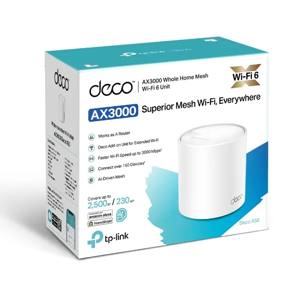 Роутер TP-Link - Deco X50 (1-pack) ( AX3000 Whole Home Mesh Wi-Fi 6 System)