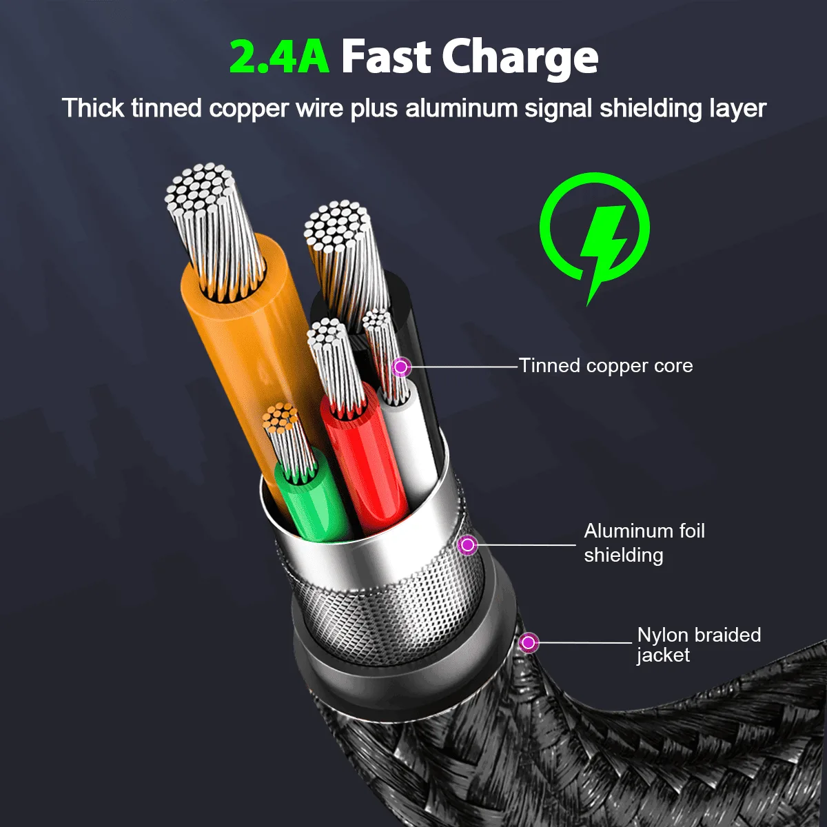 Кабель 1HORA USB to Type C 2.4A 1M CAB249 Black