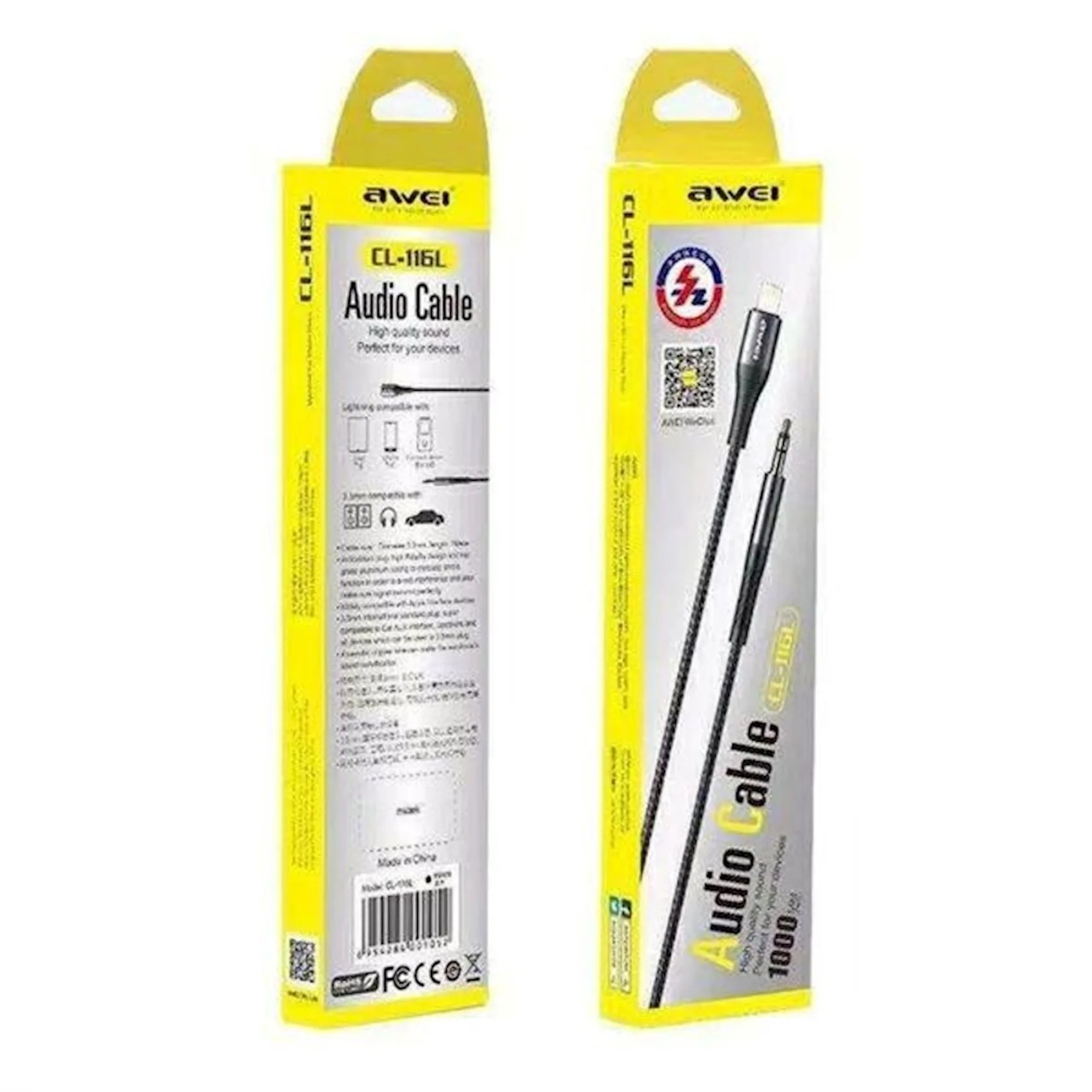 Кабель AWEI CL-116L iPhone Lightning - аудиоразъем 3,5 мм