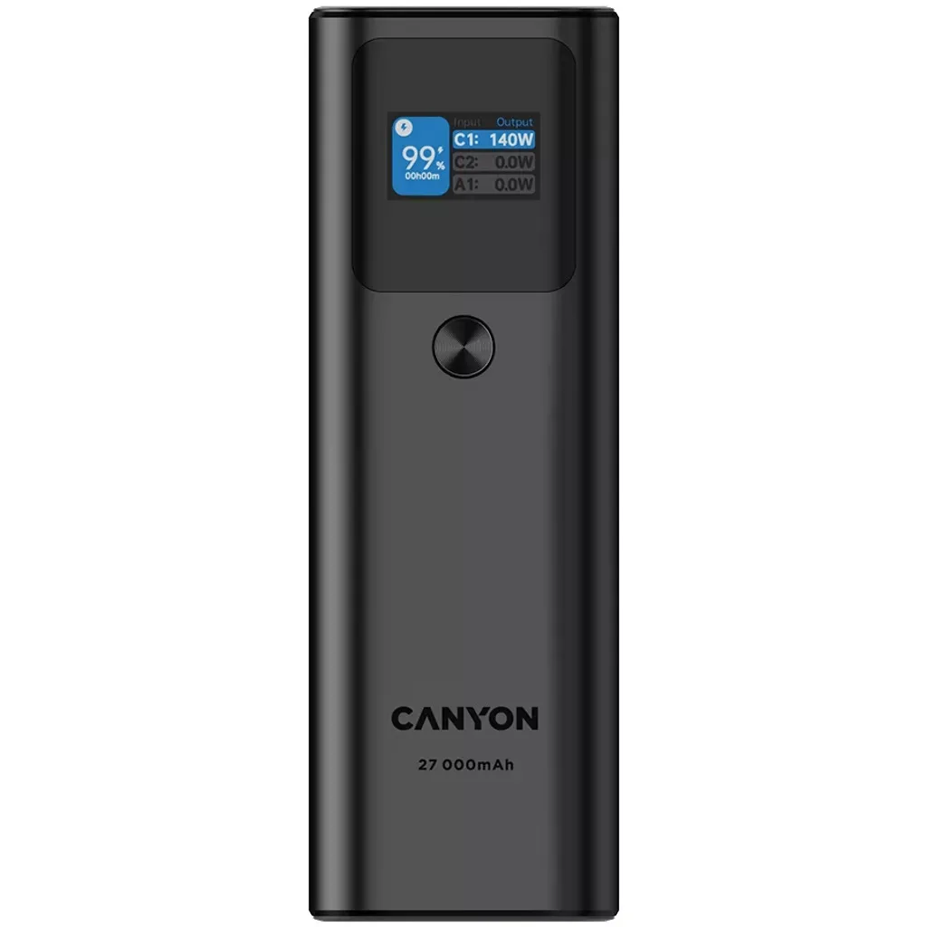 Внешний аккумулятор Canyon PB-2010 TFT 27000 mAh 97.2Wh PD140W QC 3.0 Dark Grey