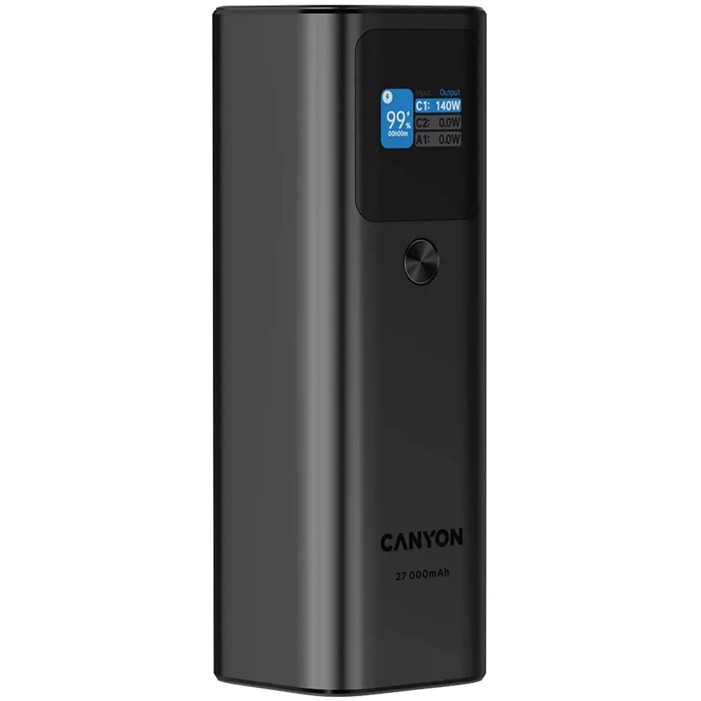 Внешний аккумулятор Canyon PB-2010 TFT 27000 mAh 97.2Wh PD140W QC 3.0 Dark Grey