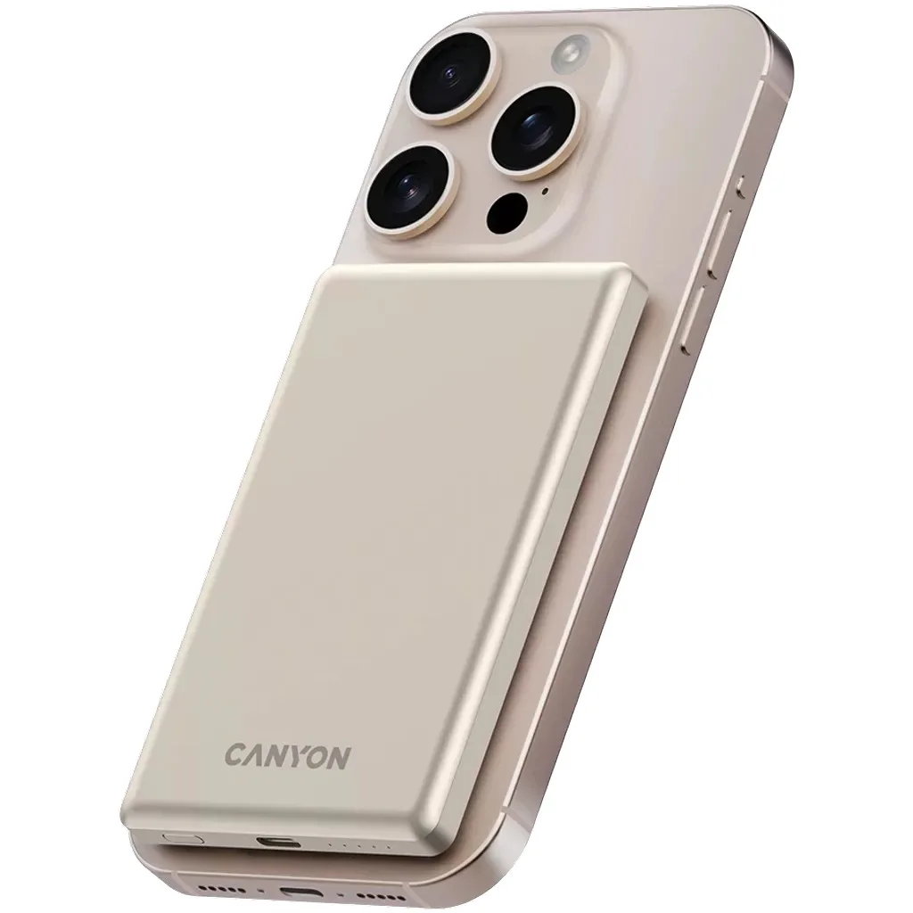 Внешний аккумулятор Canyon OnPower 505 slim Magnetic 5000 mAh PD20W Beige