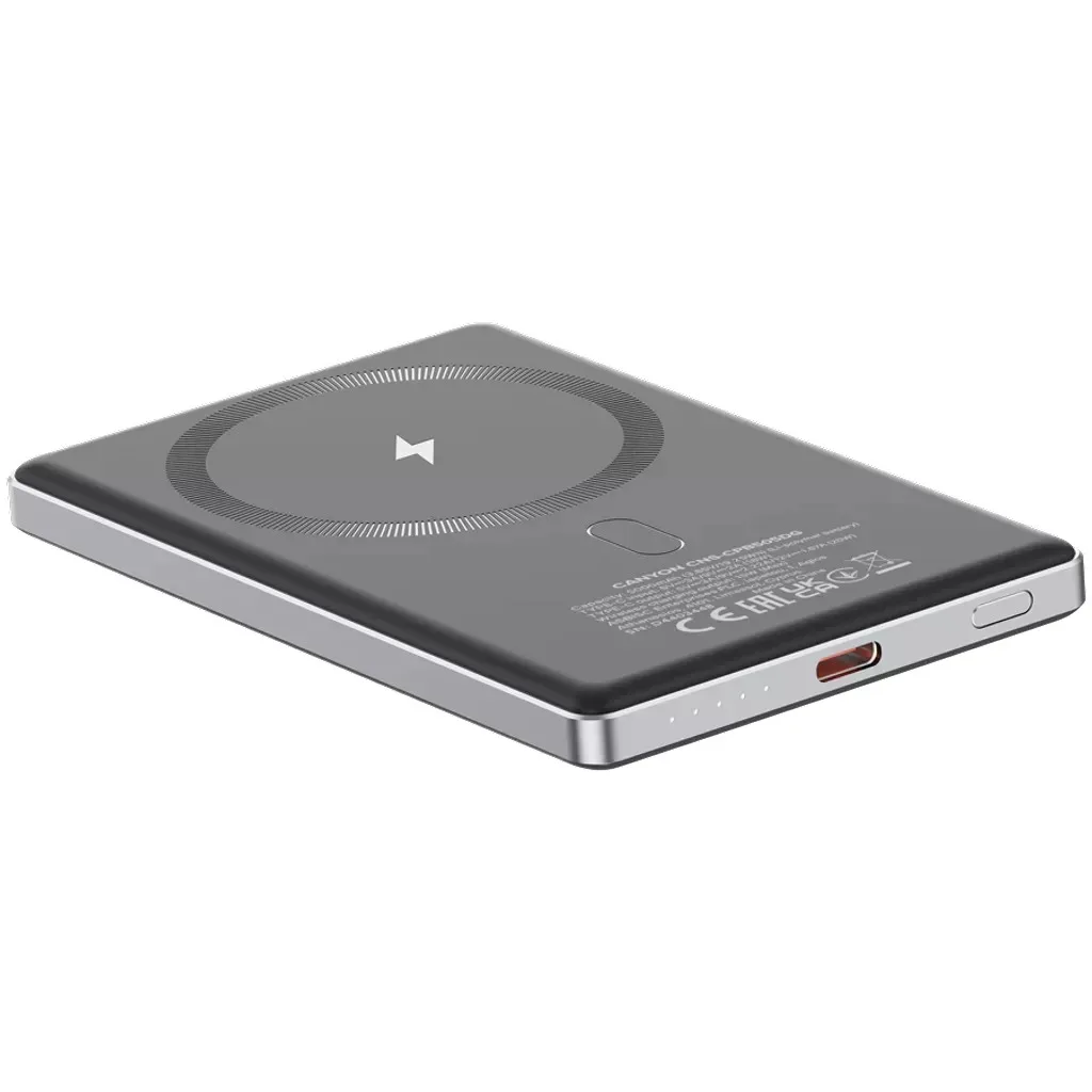 Power Bank Canyon OnPower 505 slim Magnetic 5000 mAh PD20W Dark Grey