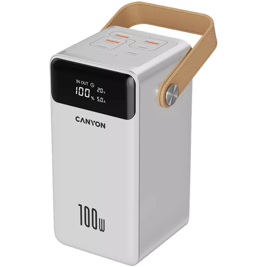 Внешний аккумулятор Canyon OnPower 610 металлический 60000 мАч PD100W белый
