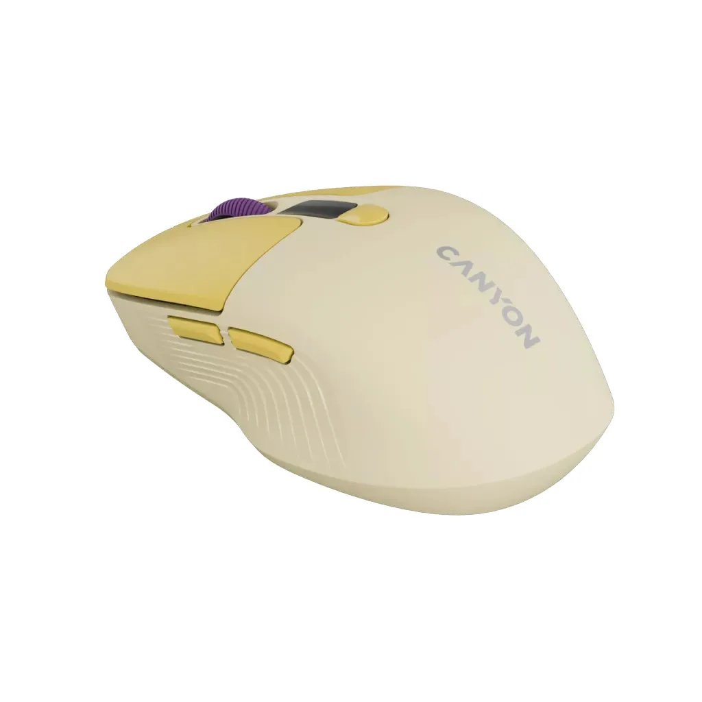Мышь Canyon MW-26 LCD, бесшумная, двухрежимная, беспроводная, жёлтая