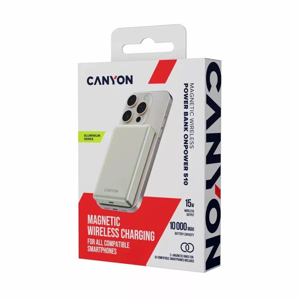 Внешний аккумулятор Canyon OnPower 510 slim Magnetic 10000 mAh PD20W Beige