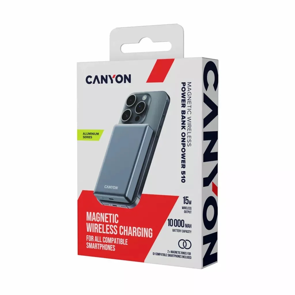 Внешний аккумулятор Canyon OnPower 510 slim Magnetic 10000 mAh PD20W Beige