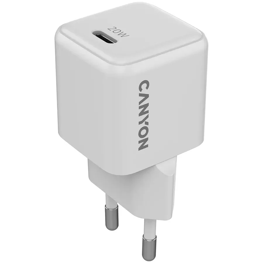 Adapter Başlığı Canyon CU20AC GaN 20W 1xPD 1xQC EU White