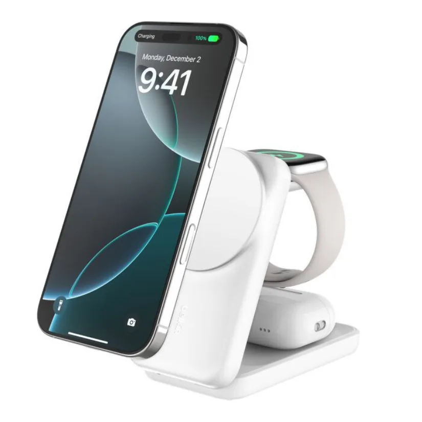 Enerji toplama cihazi Belkin 25W Qi2 3-in-1 Foldable charger White