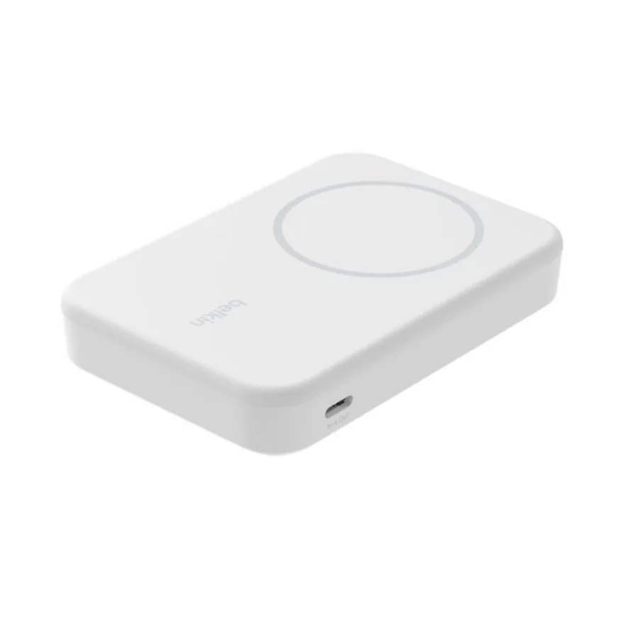 Внешний аккумулятор Belkin 8K Qi2, совместимый с MagSafe, с подставкой, белый