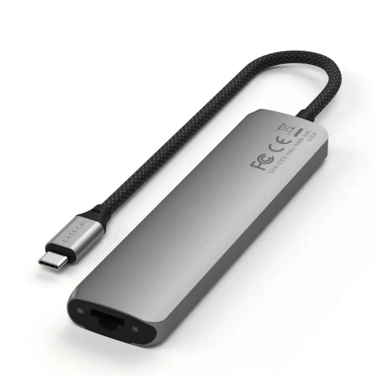 концентратор Satechi 7-в-1 USB-C Slim Multiport Adapter с Ethernet, цвет серый космос