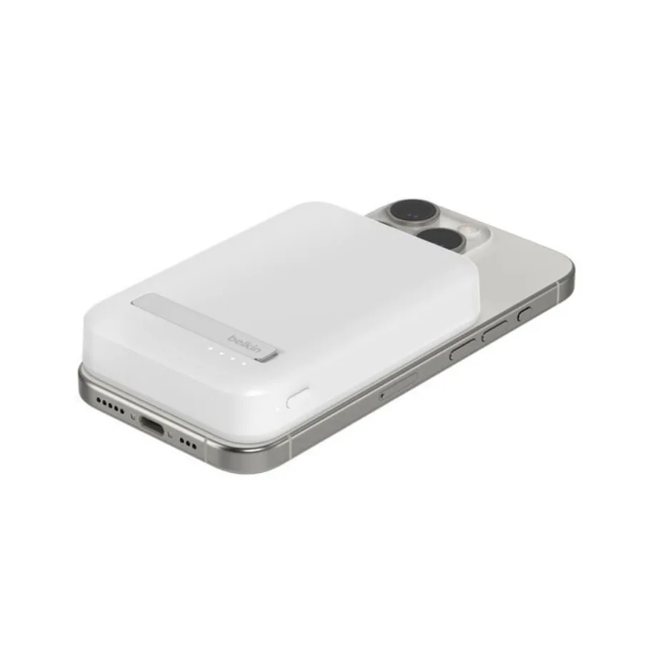 Внешний аккумулятор Belkin 8K Qi2, совместимый с MagSafe, с подставкой, белый