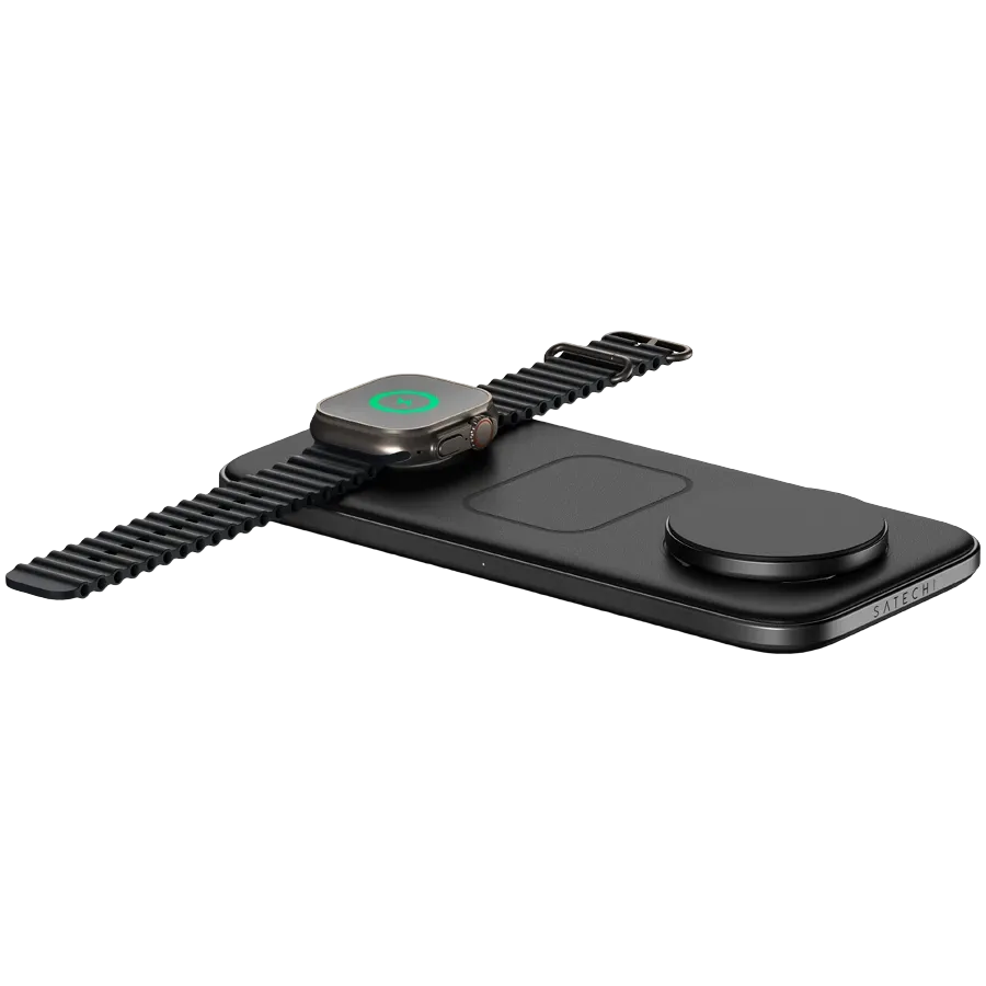 Беспроводная зарядная станция Satechi Qi2 Trio Wireless Charging Pad с вилками типов A, C и G
