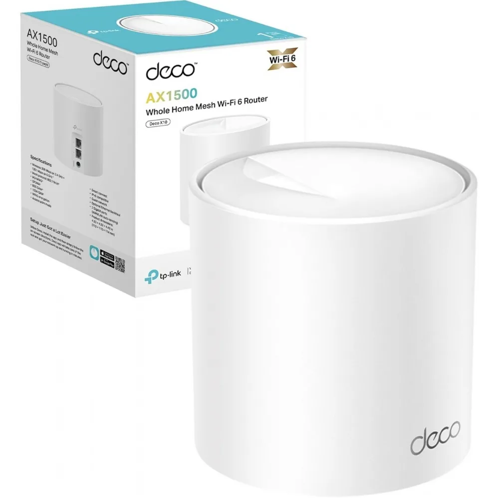 TP-Link — Deco X10 (комплект из 1 шт.) (Mesh-система Wi-Fi 6 класса AX1500 для всего дома) 