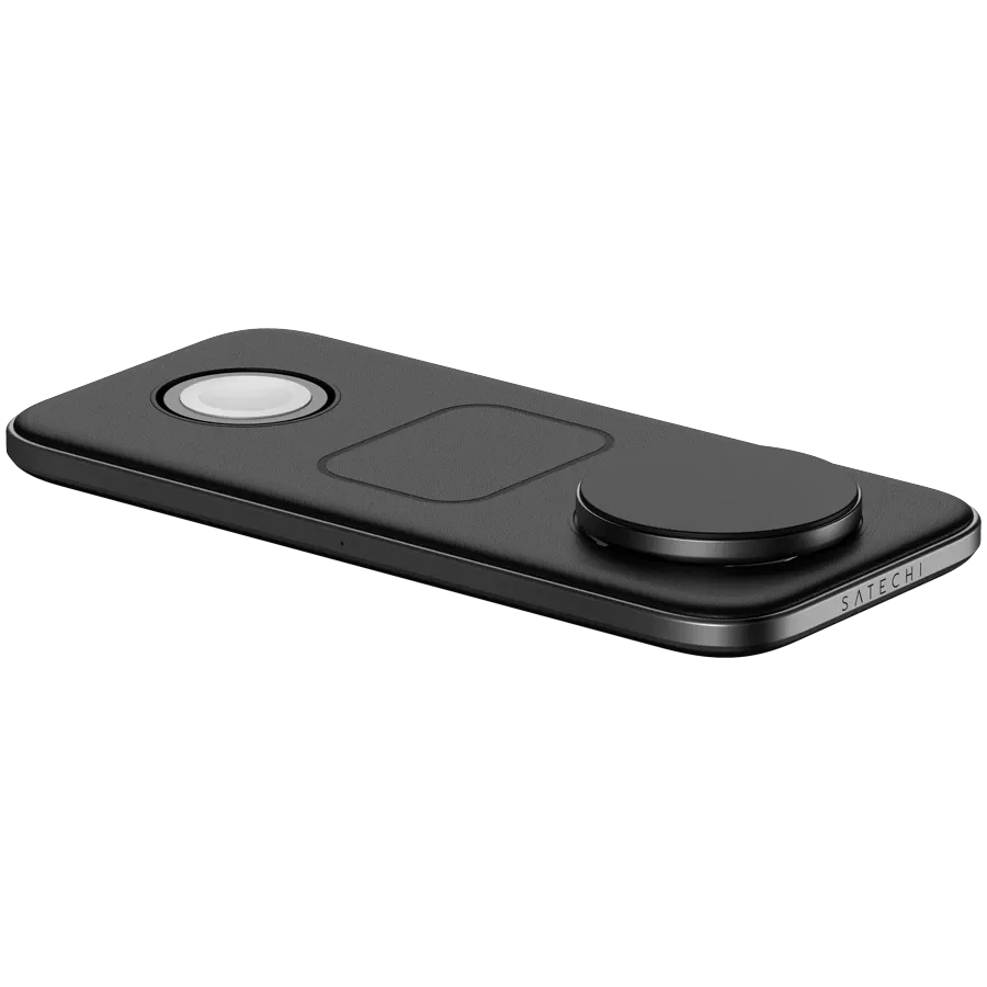 Беспроводная зарядная станция Satechi Qi2 Trio Wireless Charging Pad с вилками типов A, C и G