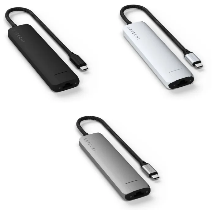 USB‑концентратор Satechi 7‑в‑1 USB‑C Slim Multiport Adapter с Ethernet, серебристый