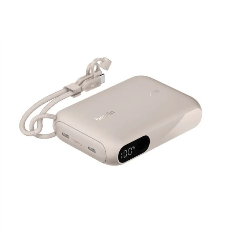 Внешний аккумулятор Belkin 10K PD 20W с дисплеем, песочный