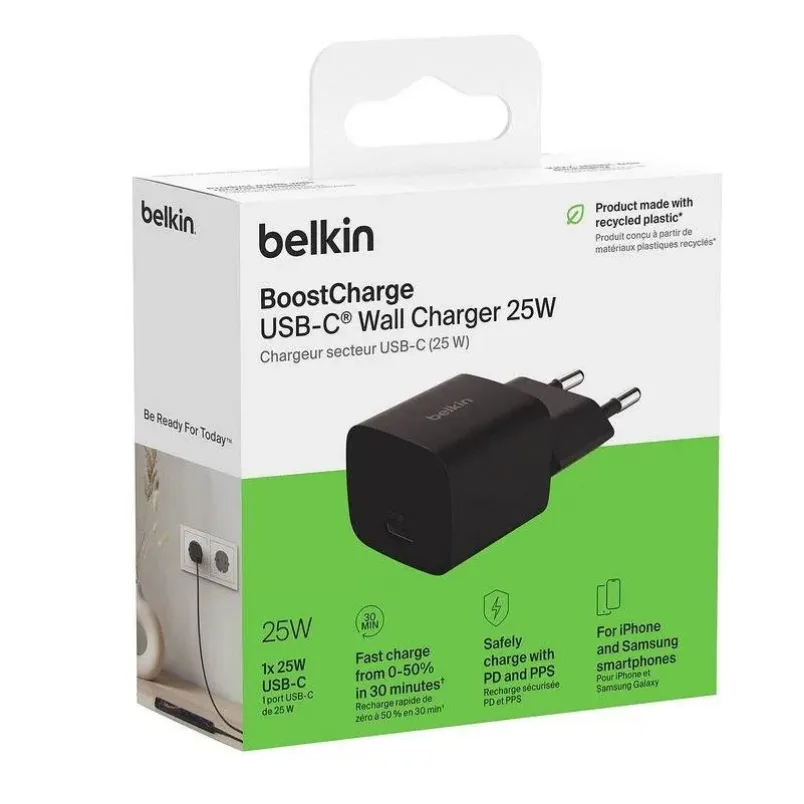 Adapter basligi Belkin 25W USB-C PD Wall charger with PPS Black